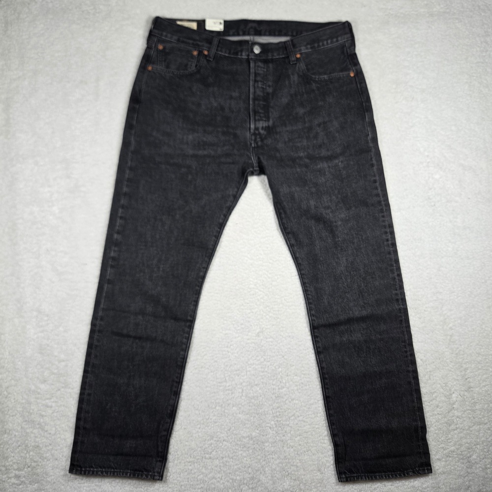 Levi's Premium 501 Slim Taper Selvedge Jeans Faded Black 36X30 100% Cotton - Picture 2 of 9